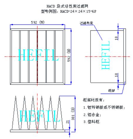 HACD袋式活性炭空气过滤网框体结构